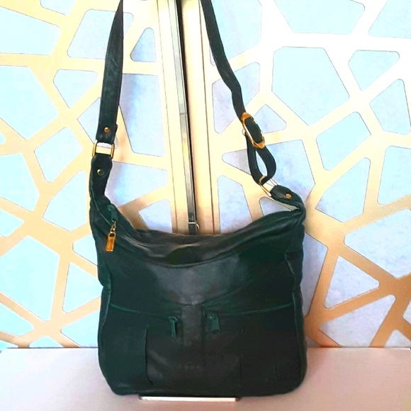 Vintage CALIFORNIAN Leather Deep Green Hobo Bag - Picture 1 of 10